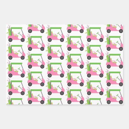 Pink & Green Golf Raute Streifen Geschenkblätter Geschenkpapier Set (Vorderseite 2)