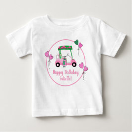 Pink & Green Golf Thema Personalisiertes Party Baby T-shirt