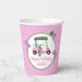 Pink & Green Golf Thema Personalisiertes Party Pappbecher (Rückseite)