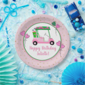 Pink & Green Golf Thema Personalisiertes Party Pappteller (Party)