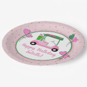 Pink & Green Golf Thema Personalisiertes Party Pappteller (Schrägansicht)