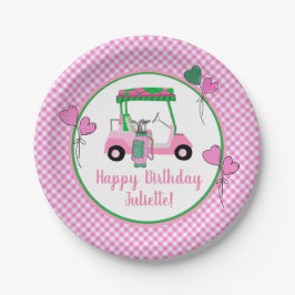 Pink & Green Golf Thema Personalisiertes Party Pappteller