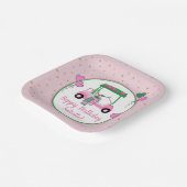 Pink & Green Golf Thema Personalisiertes Party Pappteller (Gewinkelt)