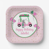Pink & Green Golf Thema Personalisiertes Party Pappteller (Vorderseite)
