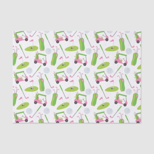 Pink & Green Golf Tissue Paper Seidenpapier (Vorderseite)