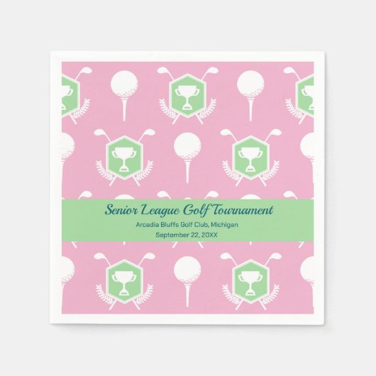 Pink & Green - Golfparty-Tischwäsche Serviette (Vorderseite)