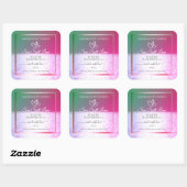 Pink Green Gradient Ocean Product Packaging Labels Quadratischer Aufkleber (Blatt)