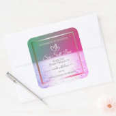 Pink Green Gradient Ocean Product Packaging Labels Quadratischer Aufkleber (Umschlag)