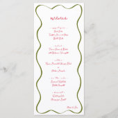 Pink & Green Hand Drawn Curvy Border Wedding Menu Menükarte (Vorderseite)