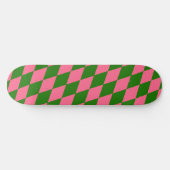 Pink Green Harlequin Checkered Design  Skateboard (Horizontal)