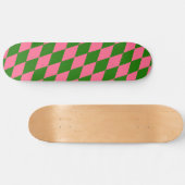 Pink Green Harlequin Checkered Design  Skateboard (Horizontal)