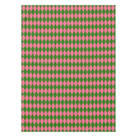Pink Green Harlequin Checkered Design  Tischdecke (Vorderseite)