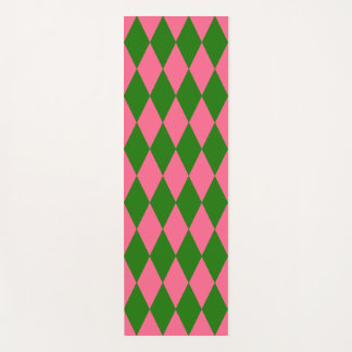 Pink Green Harlequin Checkered Design Yogamatte
