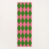 Pink Green Harlequin Checkered Design Yogamatte (Rückseite)