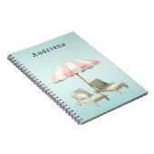 Pink Green Heart Beach Liegestühle Sonnenschirm Notizblock (Rechte Seite)