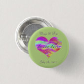 Pink Green Heart  Button (Vorne & Hinten)
