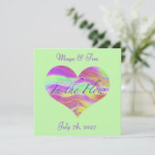 Pink & Green Heart Save the Date Einladung (Stehend Vorderseite)