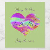 Pink Green Heart Weinetikett (Einzelnes Label)