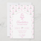 Pink & Green Hydrangea Trellis with Bows Einladung (Vorderseite)