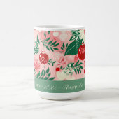 Pink Green Joy Liebe Peace Floral Weihnachten Tass Kaffeetasse (Mittel)