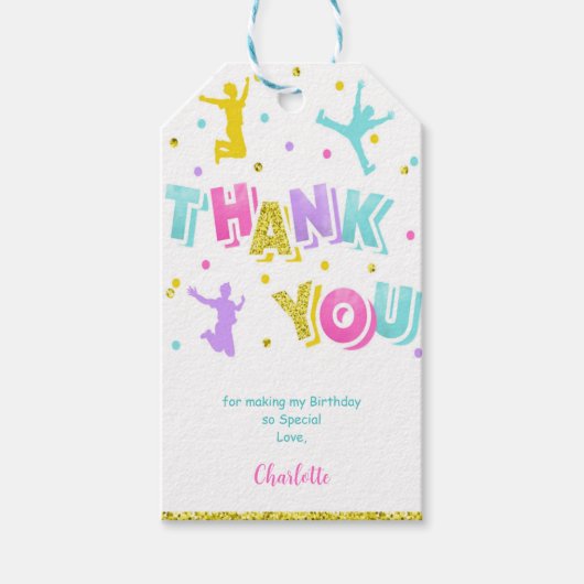 Pink & Green Jump Geschenketiketten Geschenkanhänger (Vorderseite)