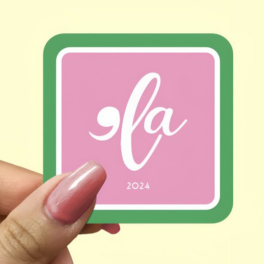 Pink Green Kamala 2024 sagt ihren Namen Quadratischer Aufkleber