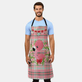 PINK & GREEN KARIERT MIT PINK FLAMINGOS & ORNAMENT SCHÜRZE (Getragen)