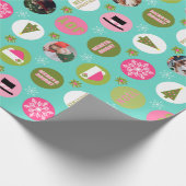 Pink Green l Christmas Foto Geschenkpapier (Ecke)