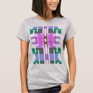 Pink Green Lavender Tribal Art große Fliesen Desig T-Shirt