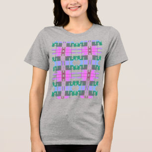 Pink Green Lavender Tribal Art kleine Fliesen Desi Tri-Blend Shirt