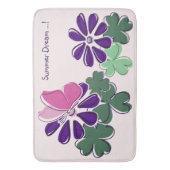 Pink Green Lila Doodle Blooms Butterfly Slogan Badematte (Vorderseite Vertikal)