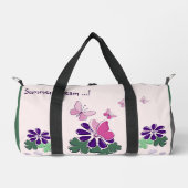 Pink Green Lila Doodle Blooms Butterfly Slogan Duffle Bag (Vorderseite)
