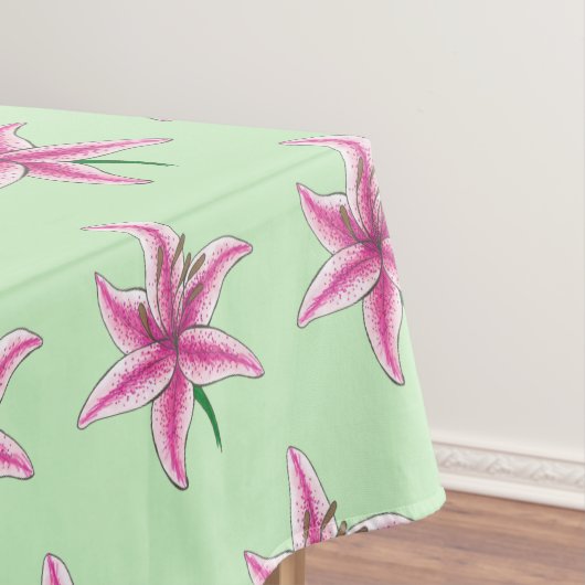 Pink Green Lily Flower Floral Garden Party Easter Tischdecke (Beispiel)