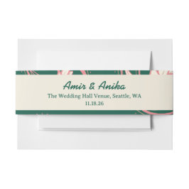 Pink Green Lotus Lanterns Indian Wedding Menu Einladungsbanderole