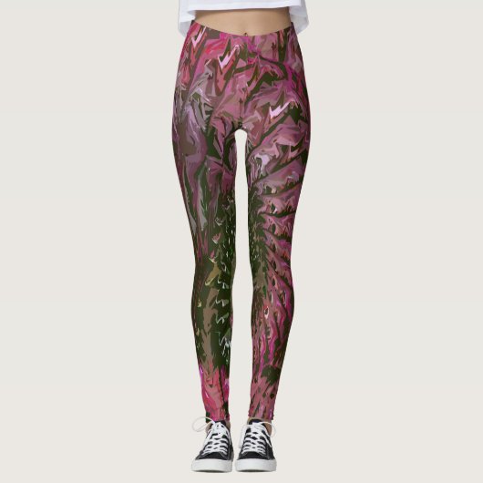 Pink Green Lt Fractal Art Leggings (Vorderseite)