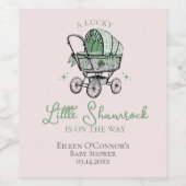 Pink Green Lucky Kleeblatt St Patricks Baby Dusche Weinetikett (Einzelnes Label)