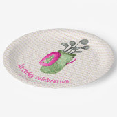 Pink Green Masters Golf Geburtstagsparty Pappteller (Schrägansicht)