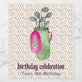 Pink Green Masters Golf Geburtstagsparty Weinetikett (Einzelnes Label)