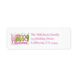 Pink Green Merry Christmas Return Address