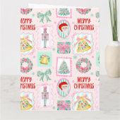 Pink & Green Nutcracker Custom Christmas Photo  Karte (Rückseite)