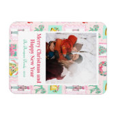 Pink & Green Nutcracker Custom Christmas Photo  Magnet (Horizontal)