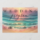 Pink Green Ocean Beach Aquarellfarben Schild Wed Programm (Vorderseite)