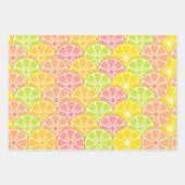 PINK GREEN ORANGE YELLOW FRUIT & STRIPES GESCHENKPAPIER SET (Vorderseite)