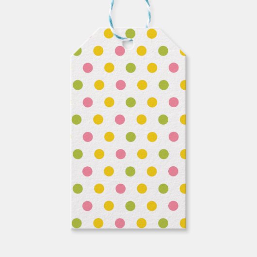 PINK GREEN ORANGE YELLOW POLKA DOTS GESCHENKANHÄNGER (Vorderseite)