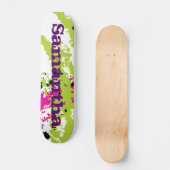 Pink Green Paint Splash Ink Mini Skateboard (Vorderseite)