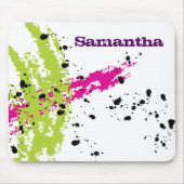 Pink Green Paint Splash Ink Personalisiert Mousepa Mousepad (Vorne)