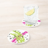 Pink Green Paint Splash Ink Splotch Drop Untersetz Sandstein Untersetzer (Seite)