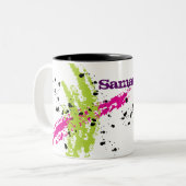Pink Green Paint Splash Ink Splotch Tasse Cup (Vorderseite Links)