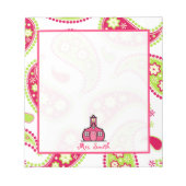 Pink & Green Paisley Lehrer Notepad Notizblock (Vorderseite)