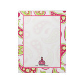 Pink & Green Paisley Lehrer Notepad Notizblock (Rotiert)